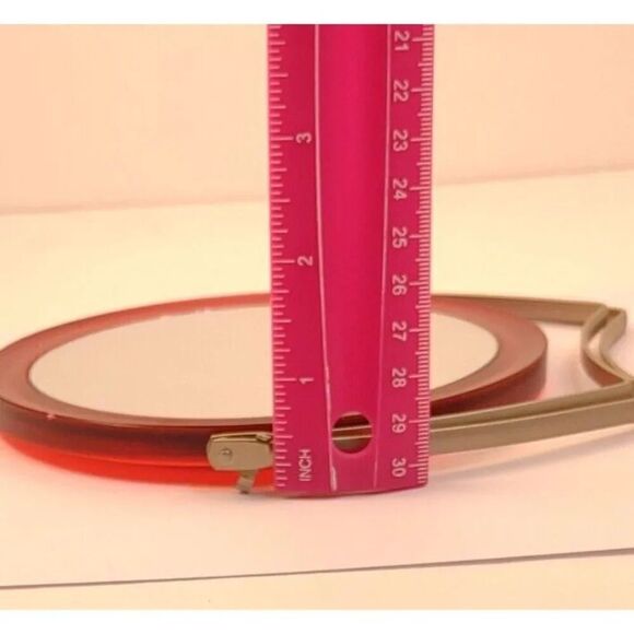Cosmetic Mirror swivel style Red Plastic and Metal Stand Retro - Picture 16 of 16